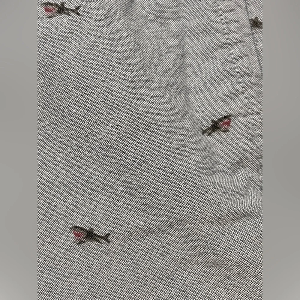 J.Crew 32W Gramercy Blue Cotton Embroidered Shark Pattern Mens Shorts